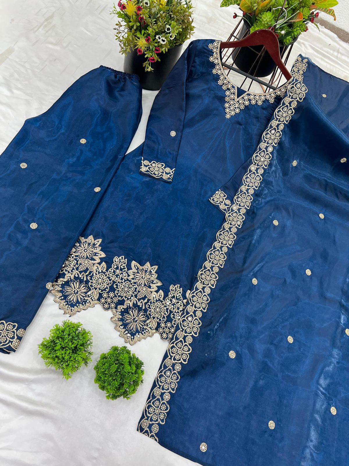 Ready-Made GMY Silk Heavy Embroidery Sequence Work Suit Set