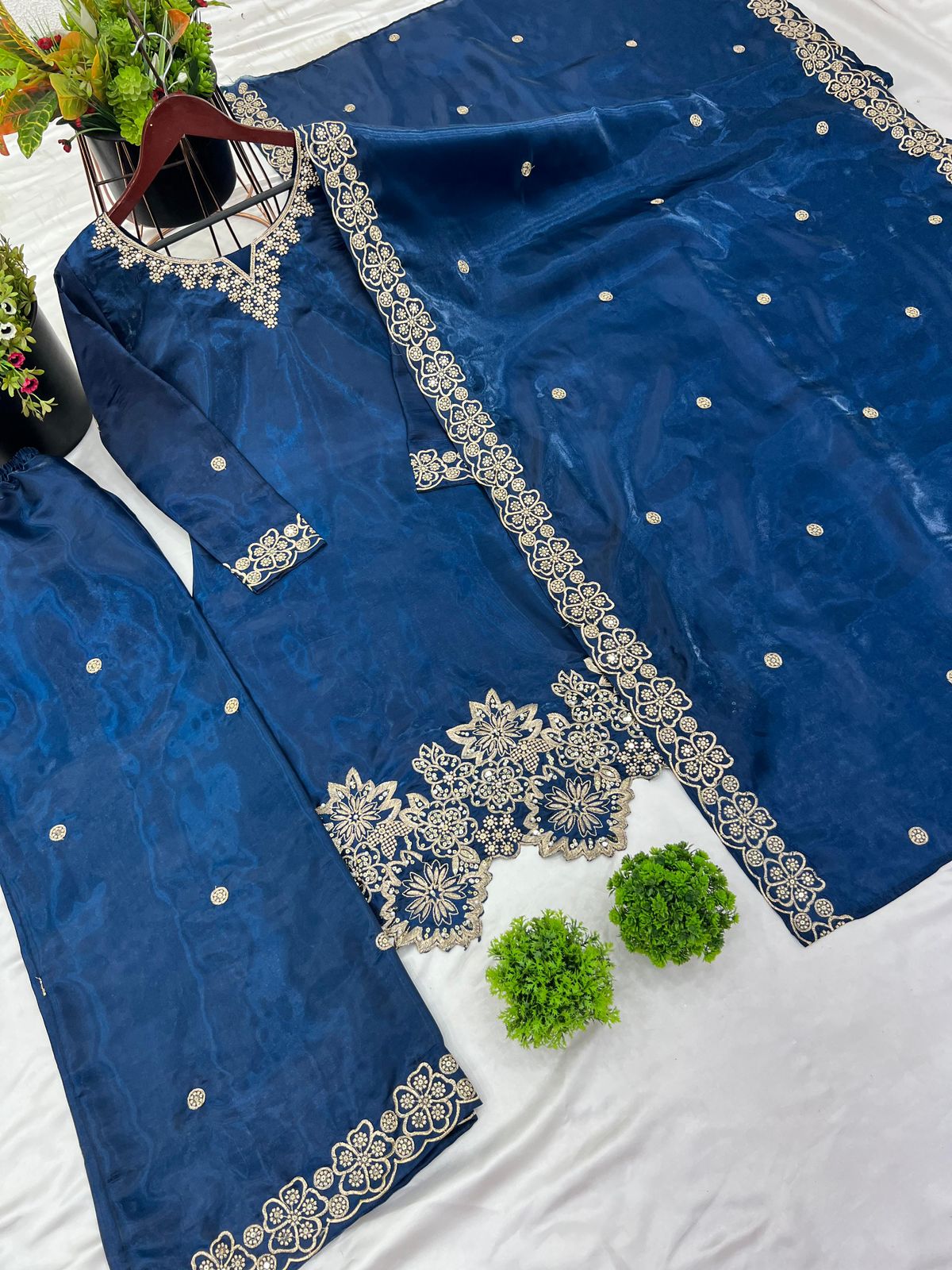 Ready-Made GMY Silk Heavy Embroidery Sequence Work Suit Set