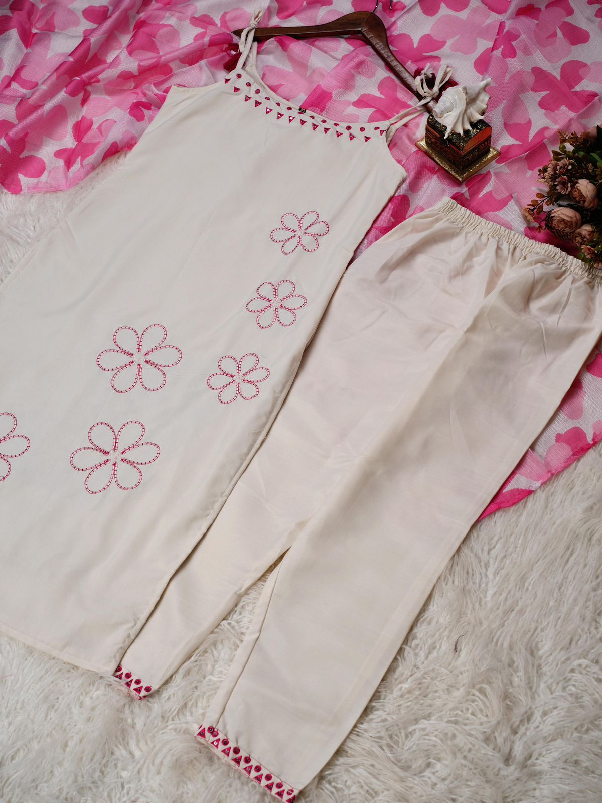 Beautiful Rayon Slub Embroidered Suit Set with Dupatta