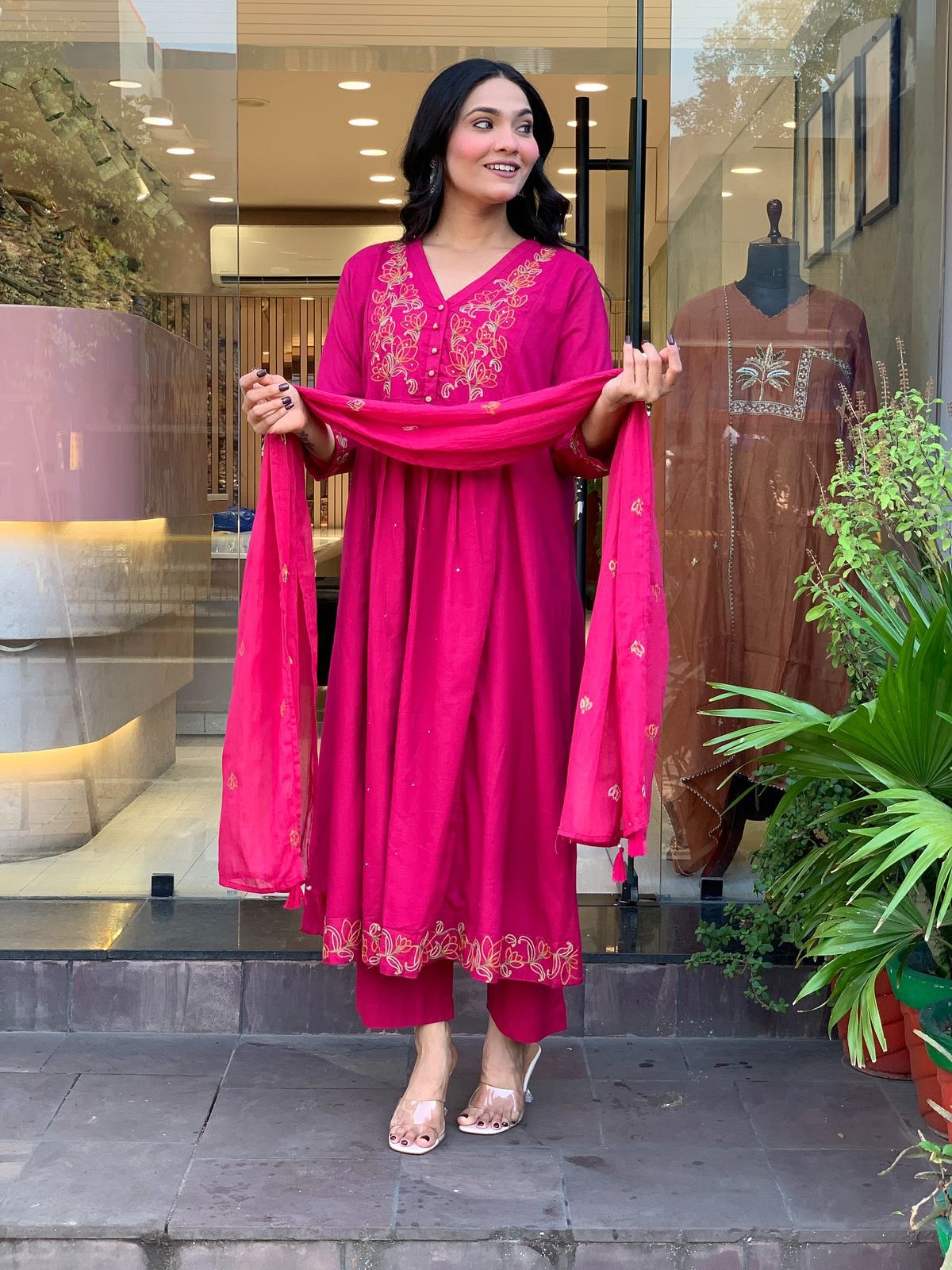 Festival Special Chanderi Silk Embroidered 3-Piece Set