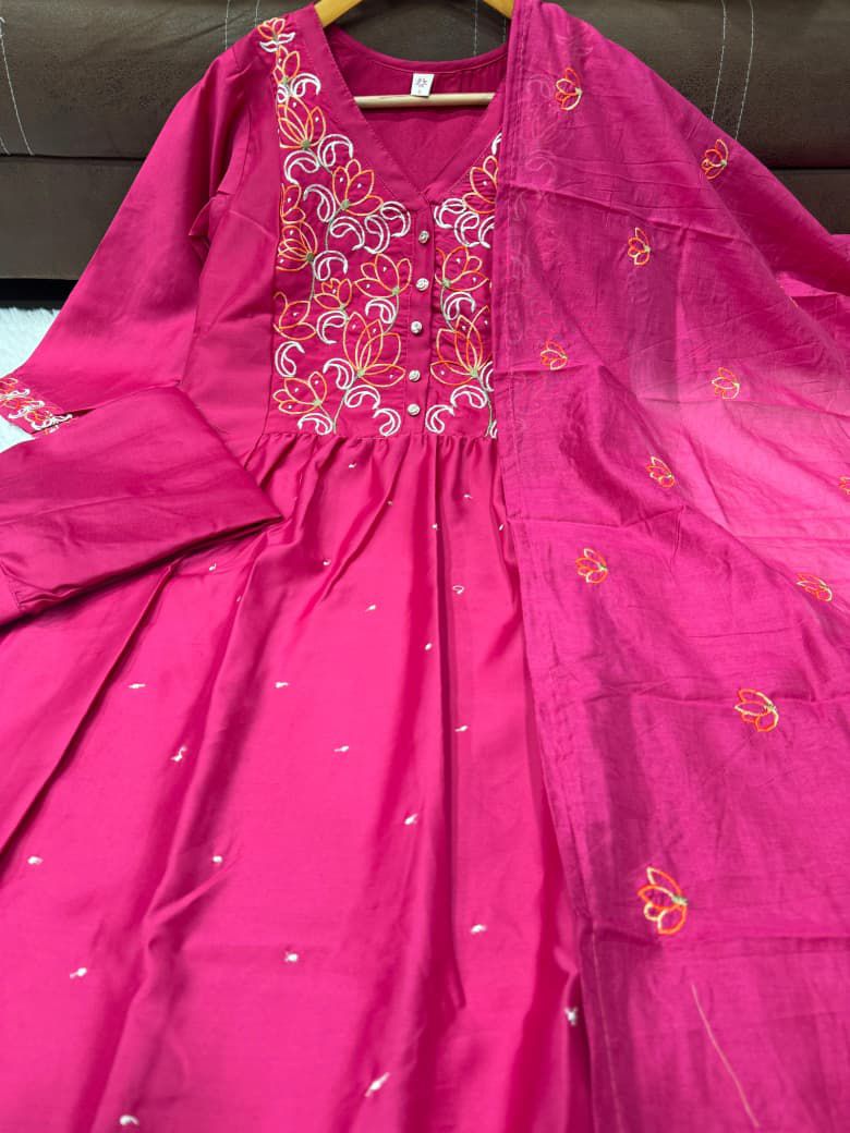Festival Special Chanderi Silk Embroidered 3-Piece Set