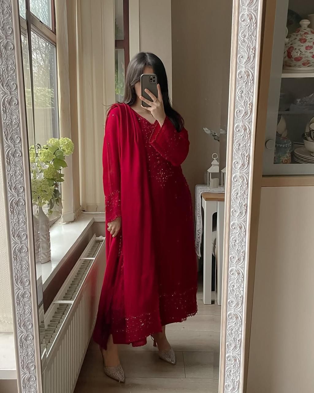 Exclusive 3 Piece Palazzo Set with Dupatta - Sequence Embroidery Work