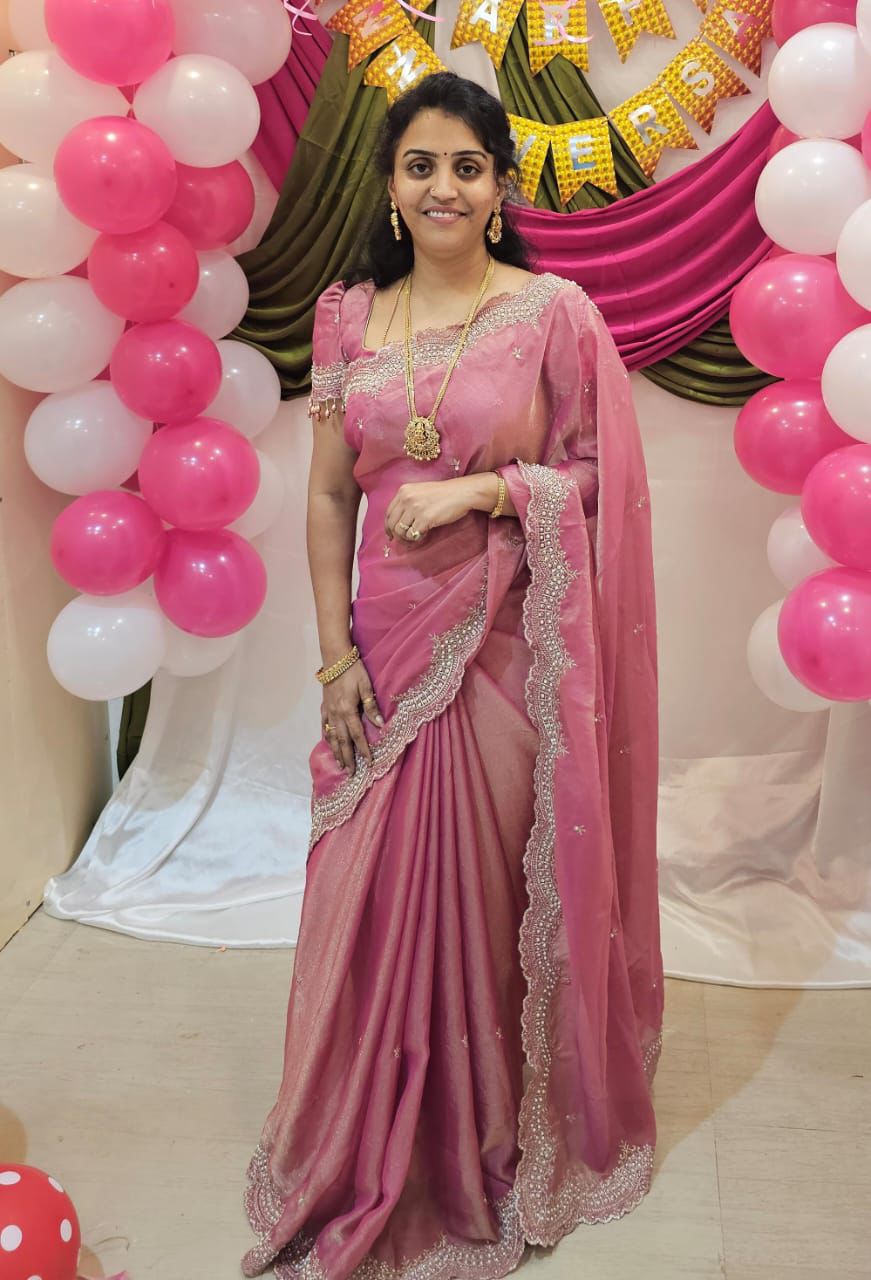 Fancy Satin Sequence Embroidery Work Saree with Running Blouse