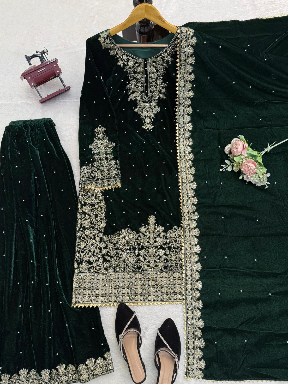 Velvet Embroidered Coord Set