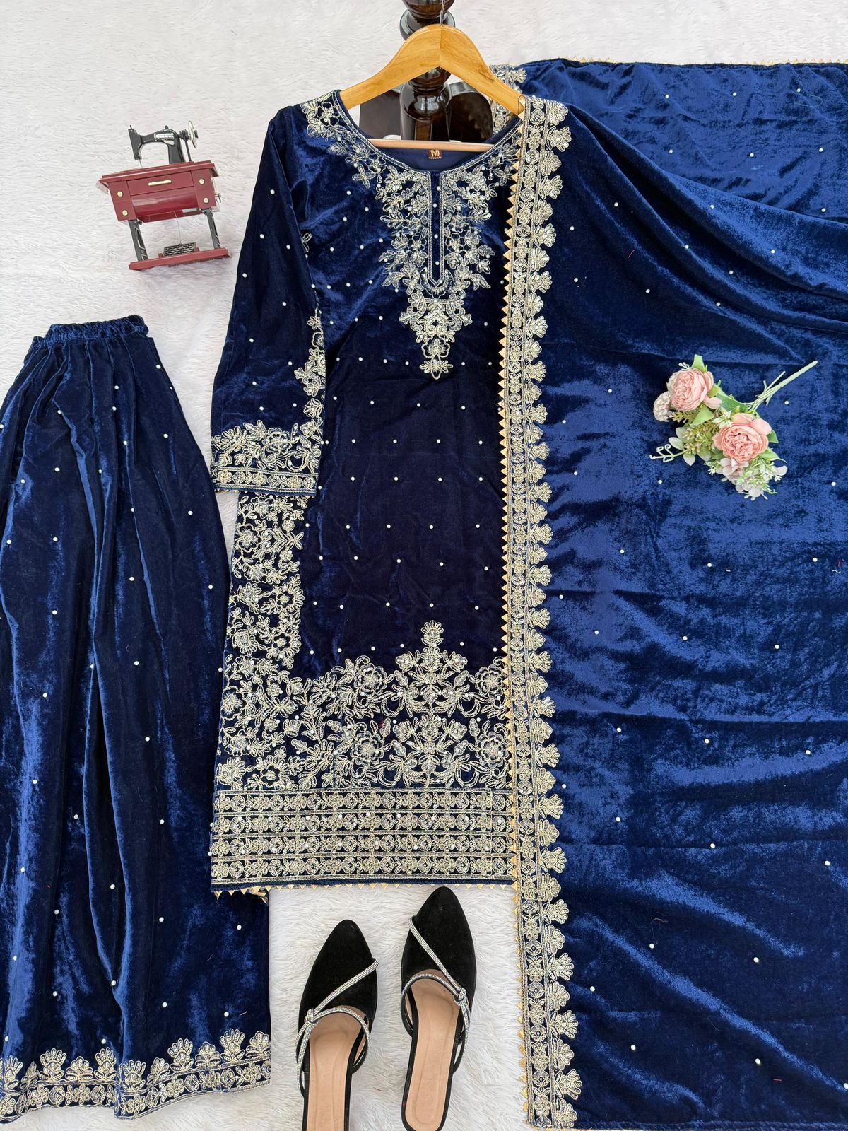 Velvet Embroidered Coord Set