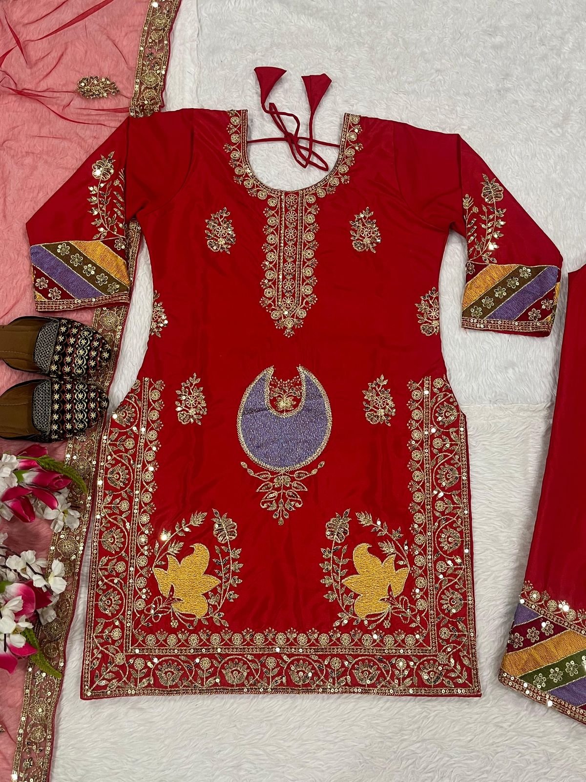Designer Silk Embroidered Suit Set