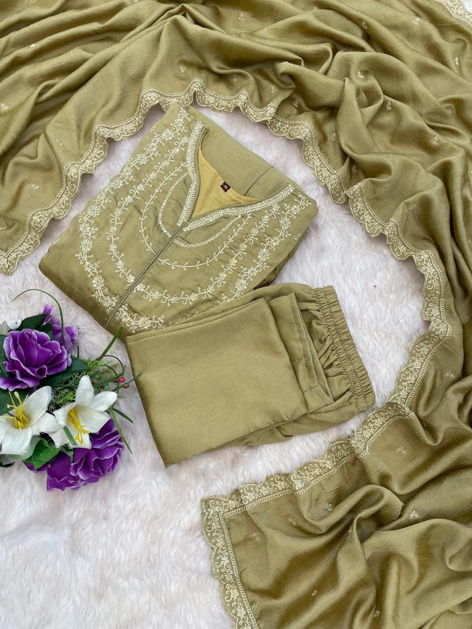 Trendy Designer Anarkali Kurti Pant Set - Vichhitra Silk