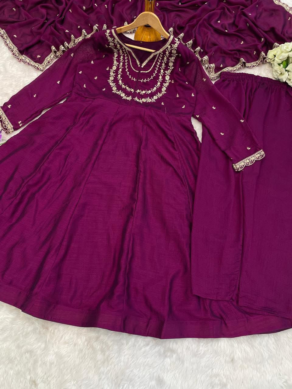 Trendy Designer Anarkali Kurti Pant Set - Vichhitra Silk