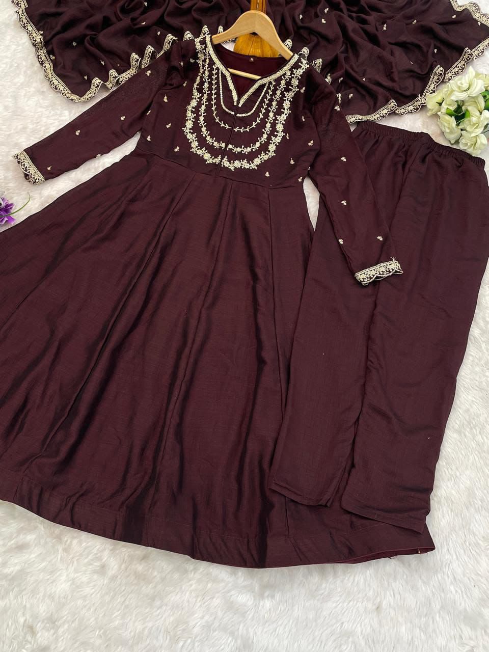 Trendy Designer Anarkali Kurti Pant Set - Vichhitra Silk