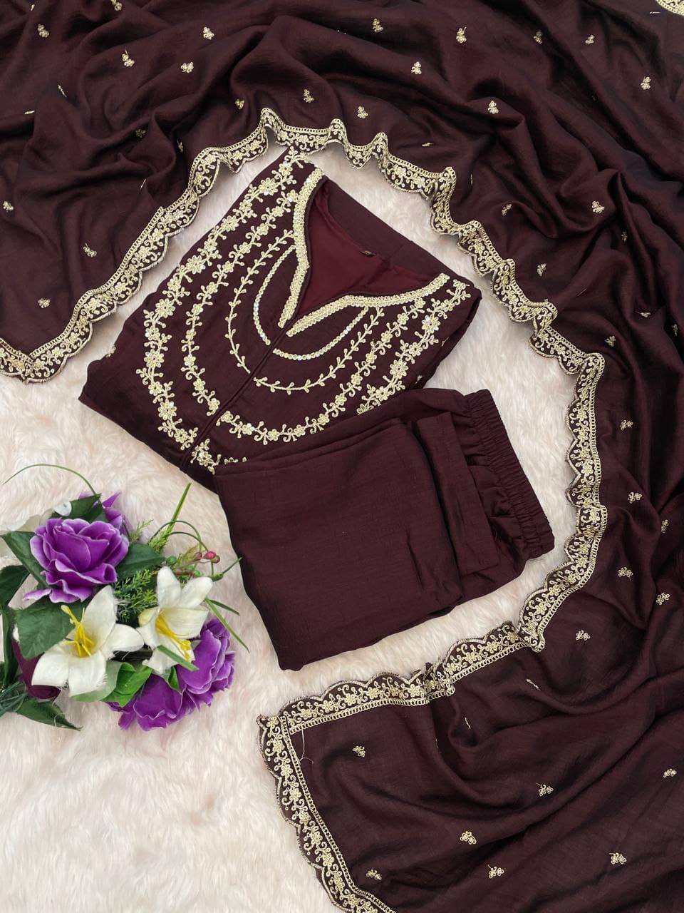 Trendy Designer Anarkali Kurti Pant Set - Vichhitra Silk