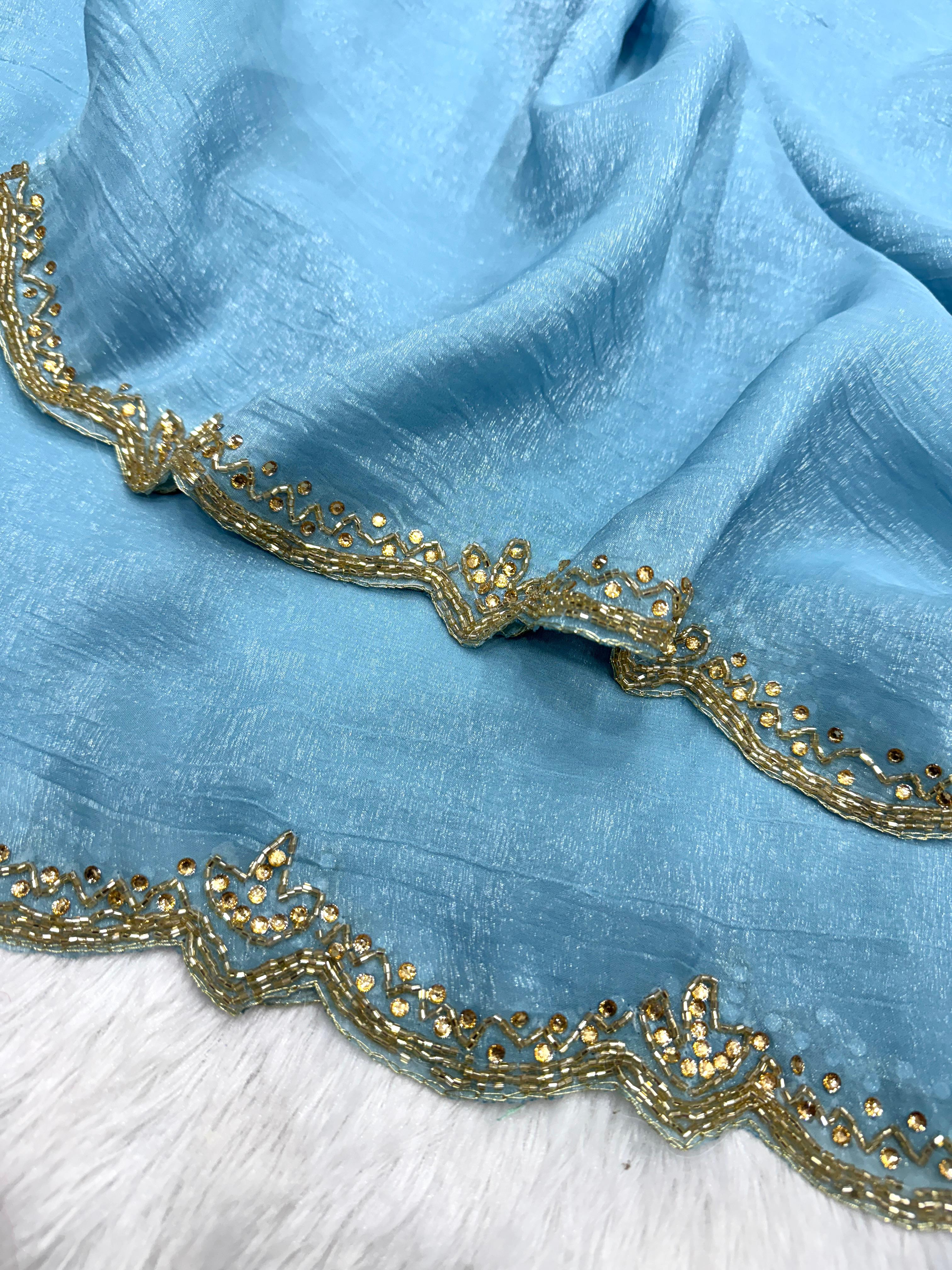 Exclusive Designer Pixel Crush Saree with Katdana & Diamond Handwork