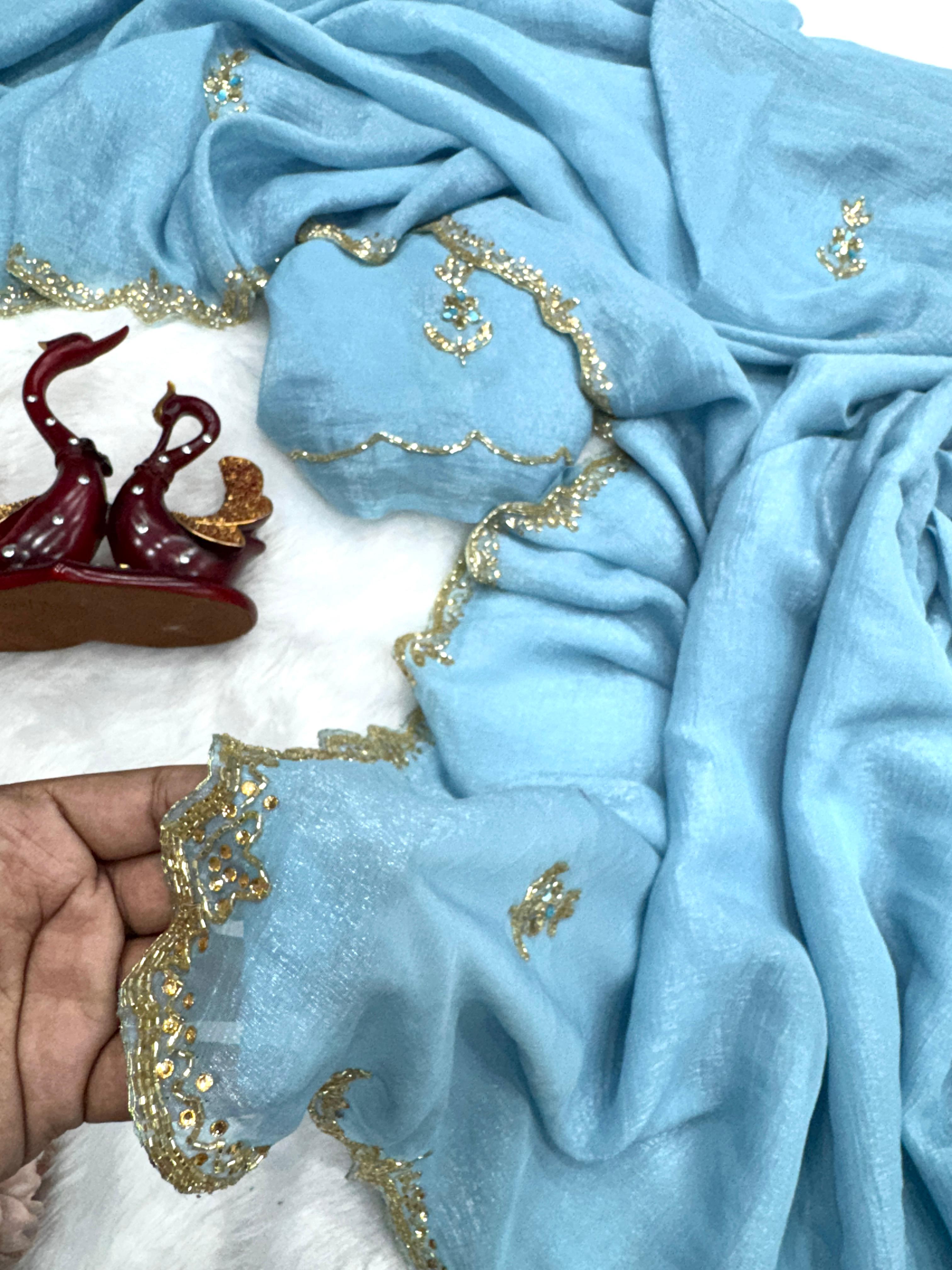 Exclusive Designer Pixel Crush Saree with Katdana & Diamond Handwork