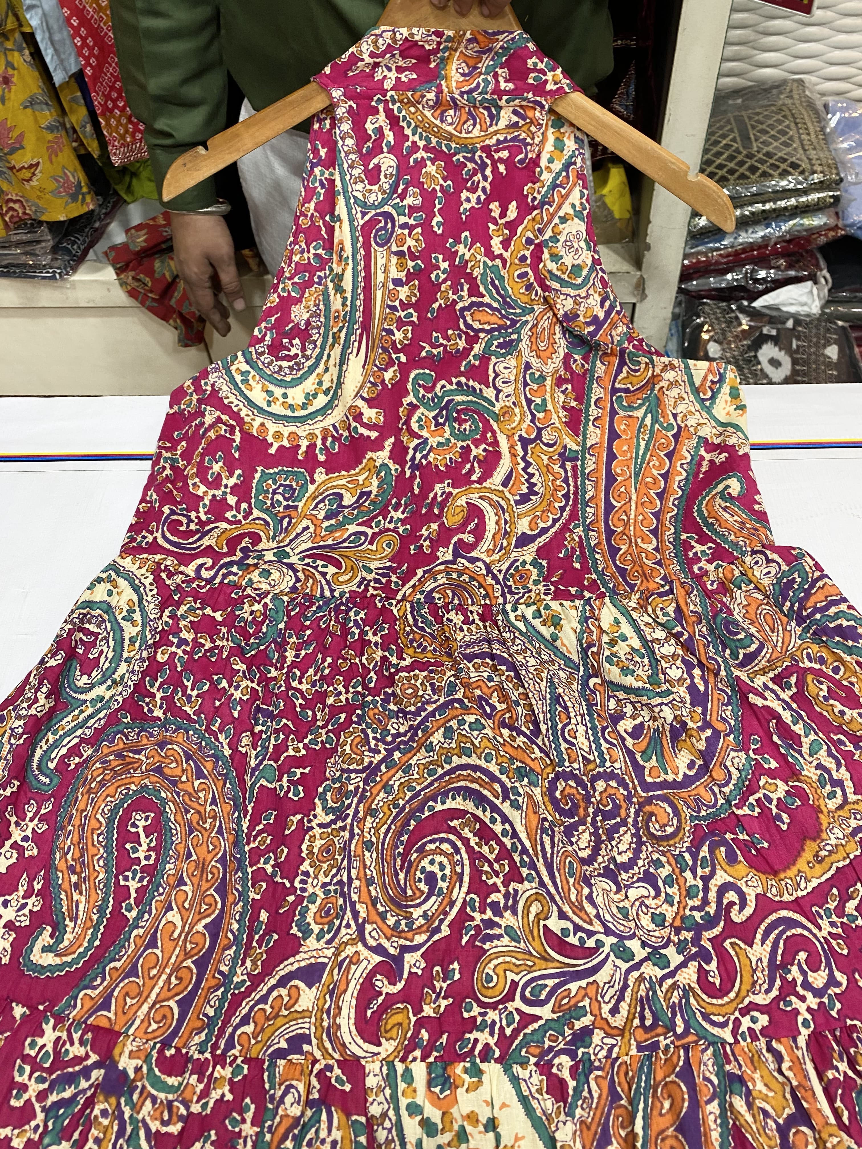 Beautiful Heavy Cotton Printed Pink Full Gown - Multi Colour