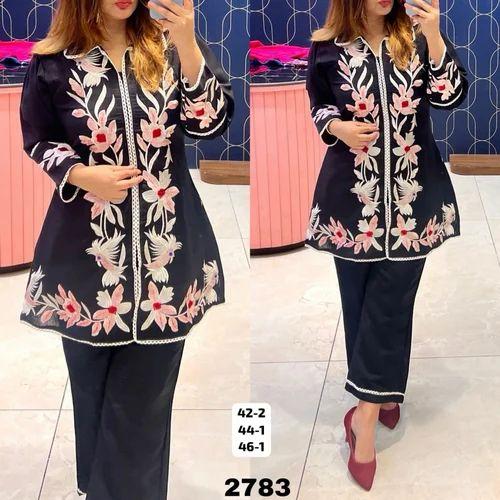 Oriental Blossoms Embroidered Rayon Coord Set