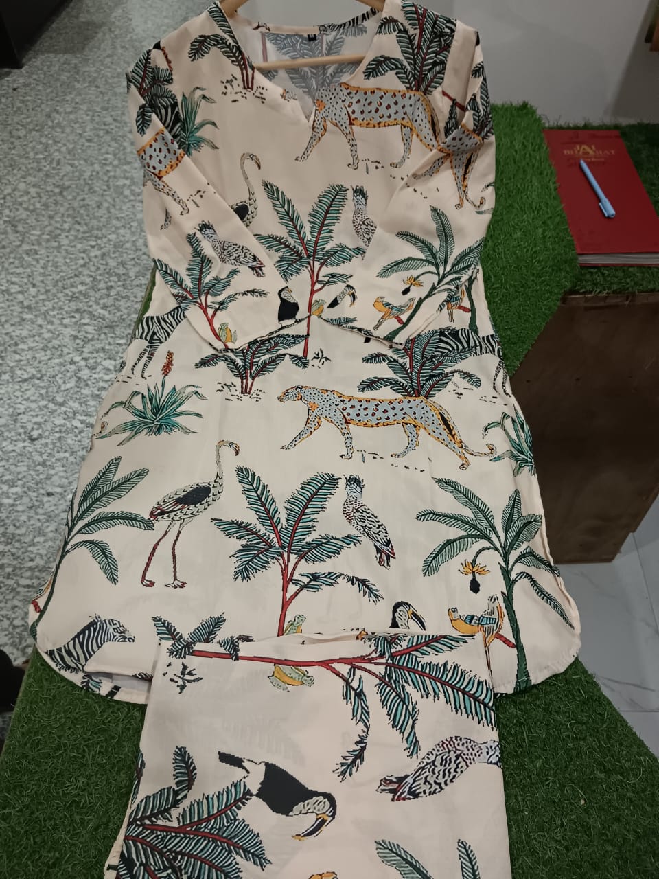 Animal Forest Print Kurta Pant Coord Set - Muslin Digital Print