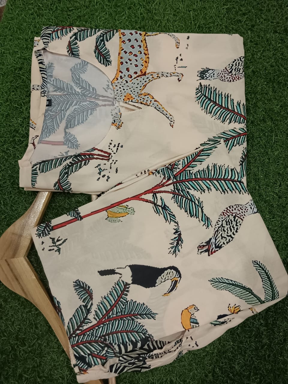 Animal Forest Print Kurta Pant Coord Set - Muslin Digital Print