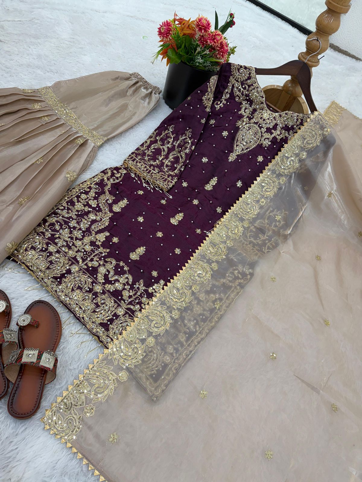Designer Party Wear Eid Collection - Heavy GMY Silk Sharara Set