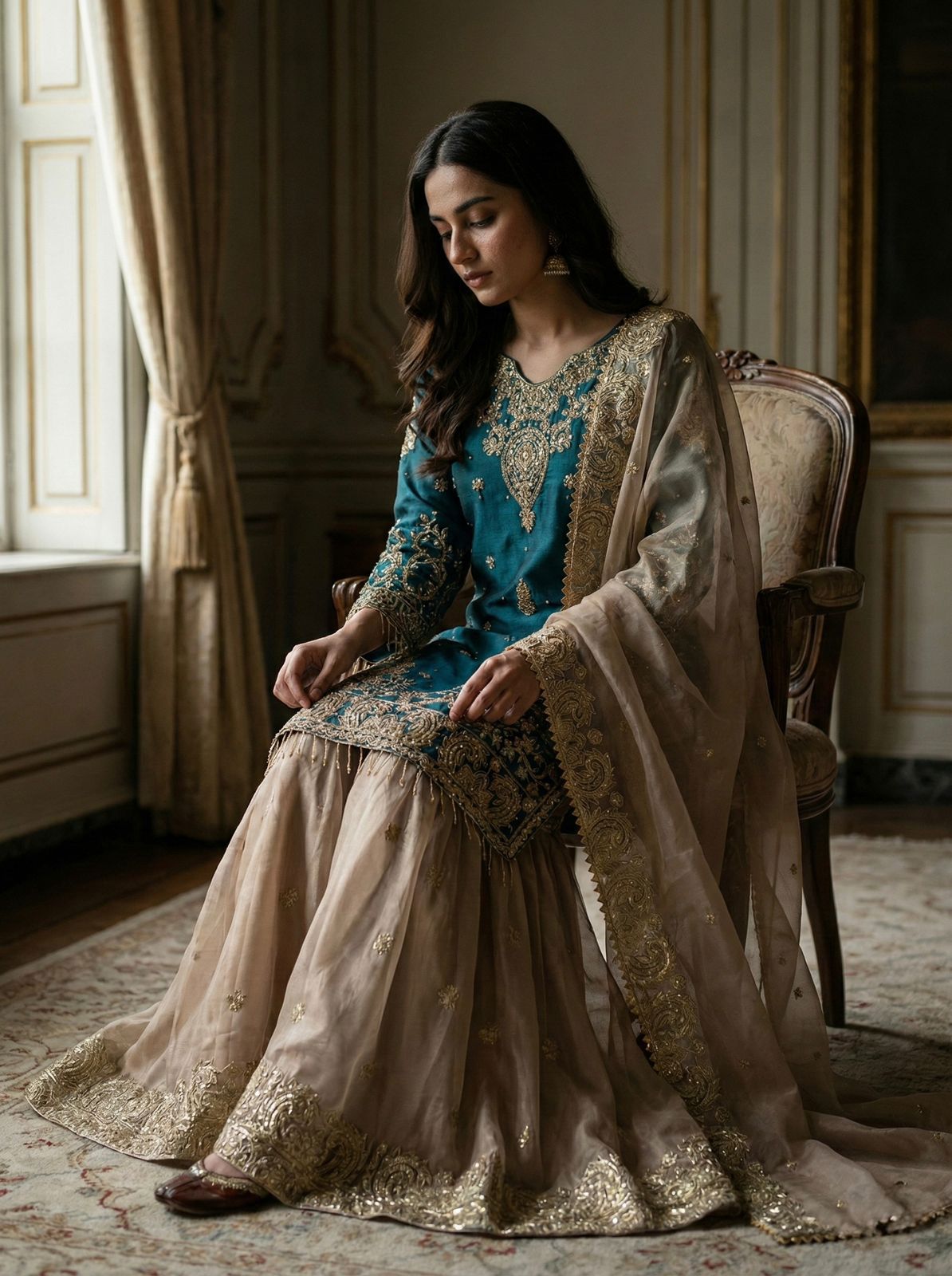 Designer Party Wear Eid Collection - Heavy GMY Silk Sharara Set