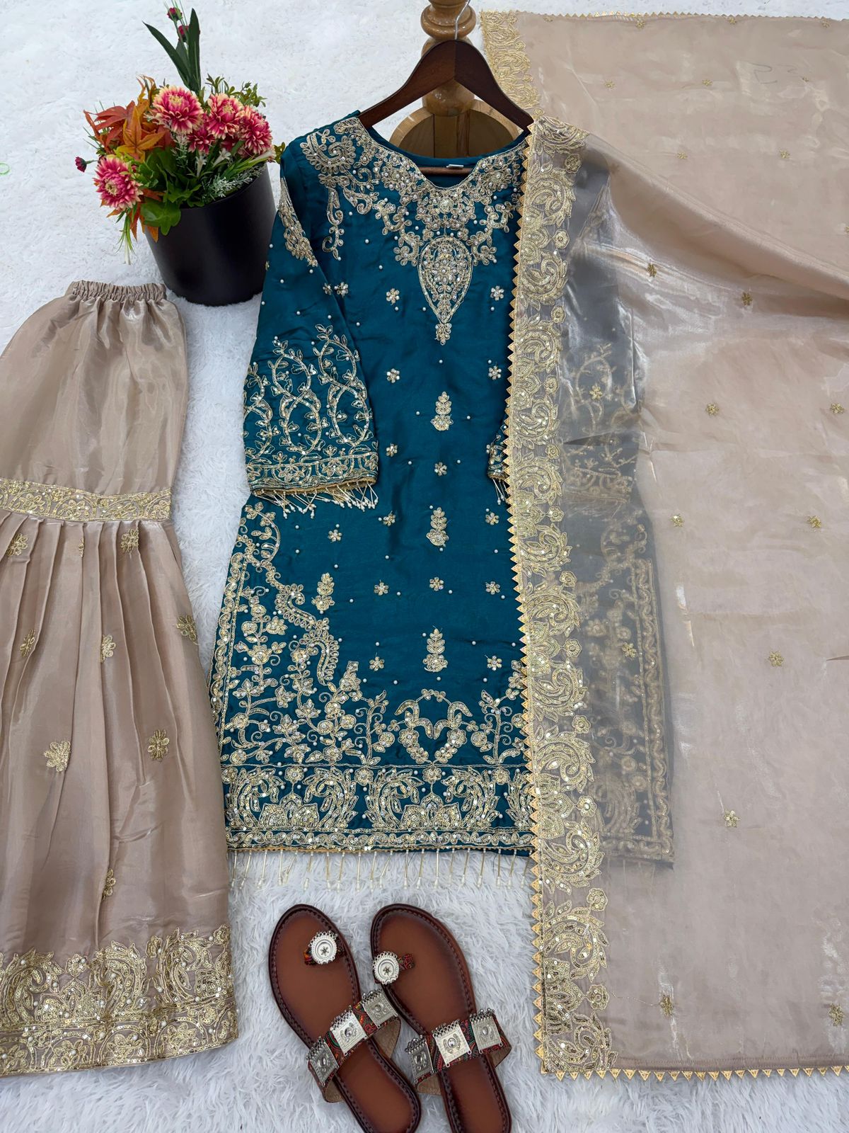 Designer Party Wear Eid Collection - Heavy GMY Silk Sharara Set