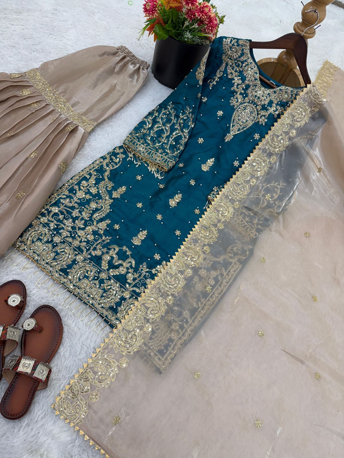 Designer Party Wear Eid Collection - Heavy GMY Silk Sharara Set