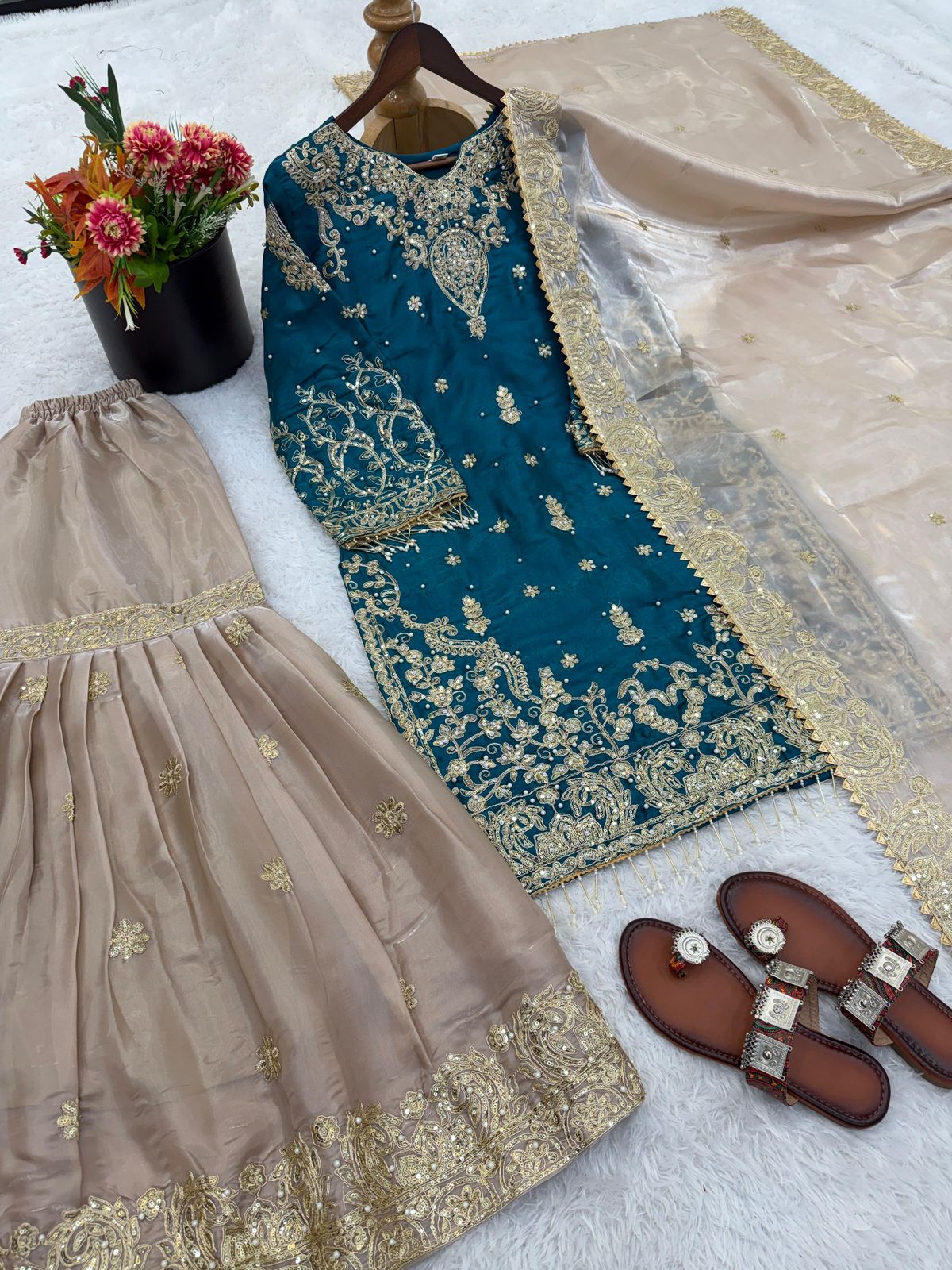 Designer Party Wear Eid Collection - Heavy GMY Silk Sharara Set