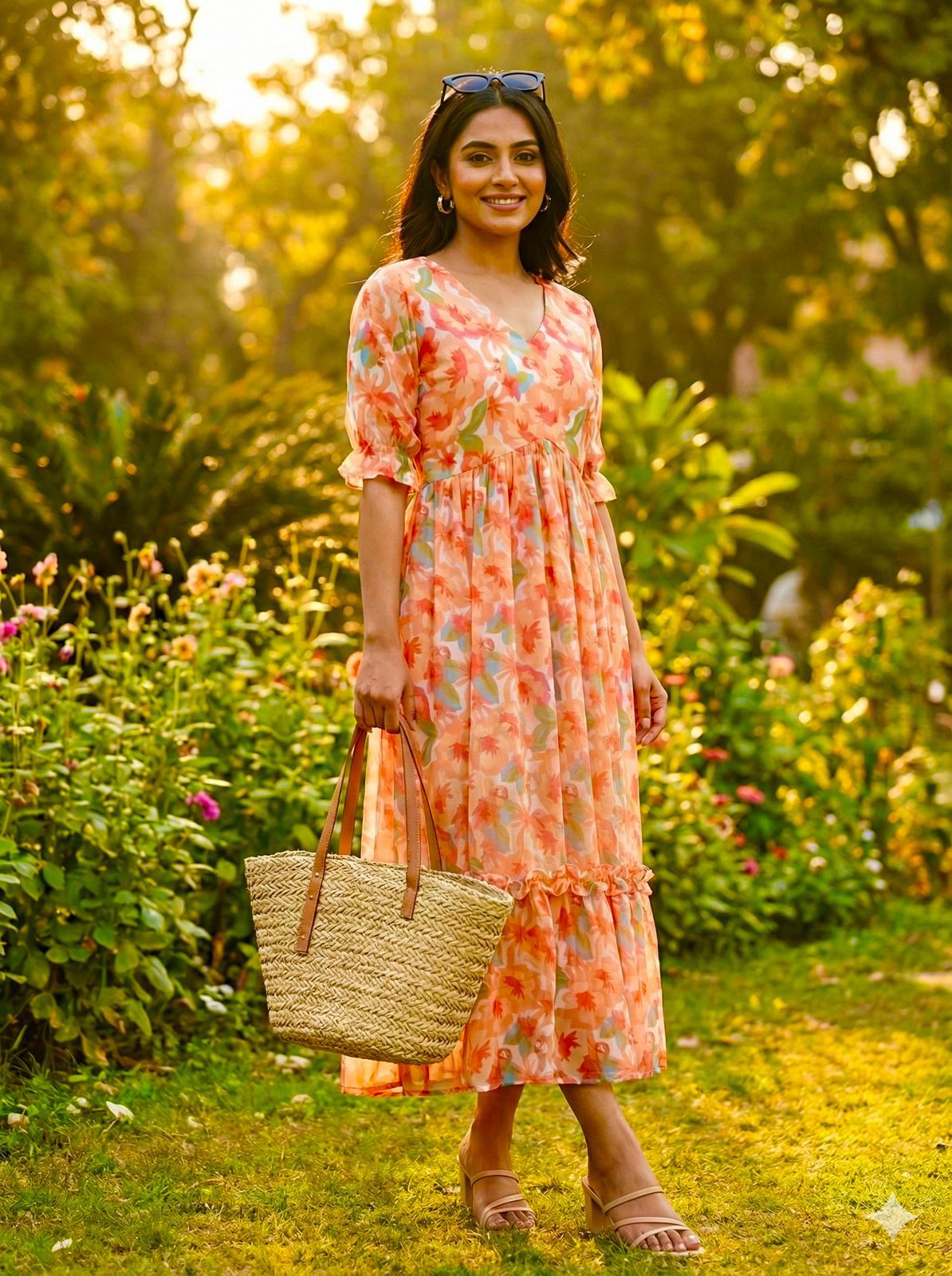 Floral Dreams Ruffle Maxi Dress - Alfino Chiffon