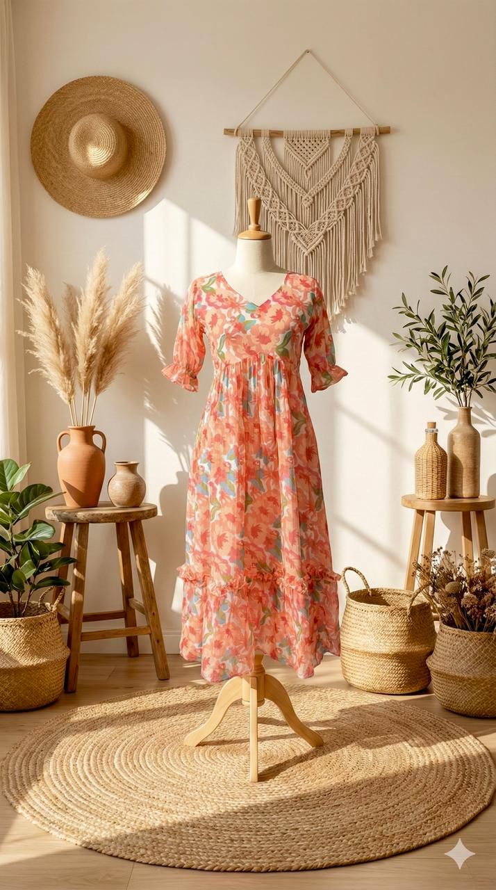 Floral Dreams Ruffle Maxi Dress - Alfino Chiffon