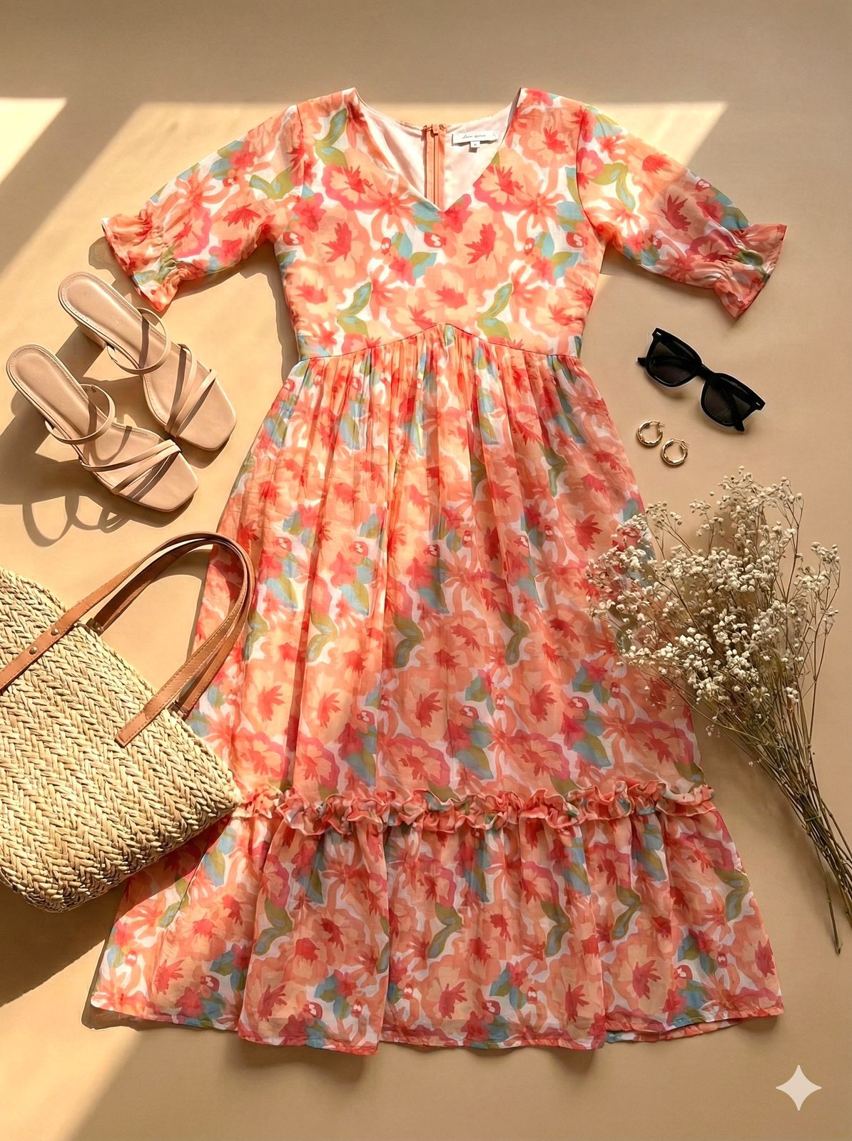 Floral Dreams Ruffle Maxi Dress - Alfino Chiffon