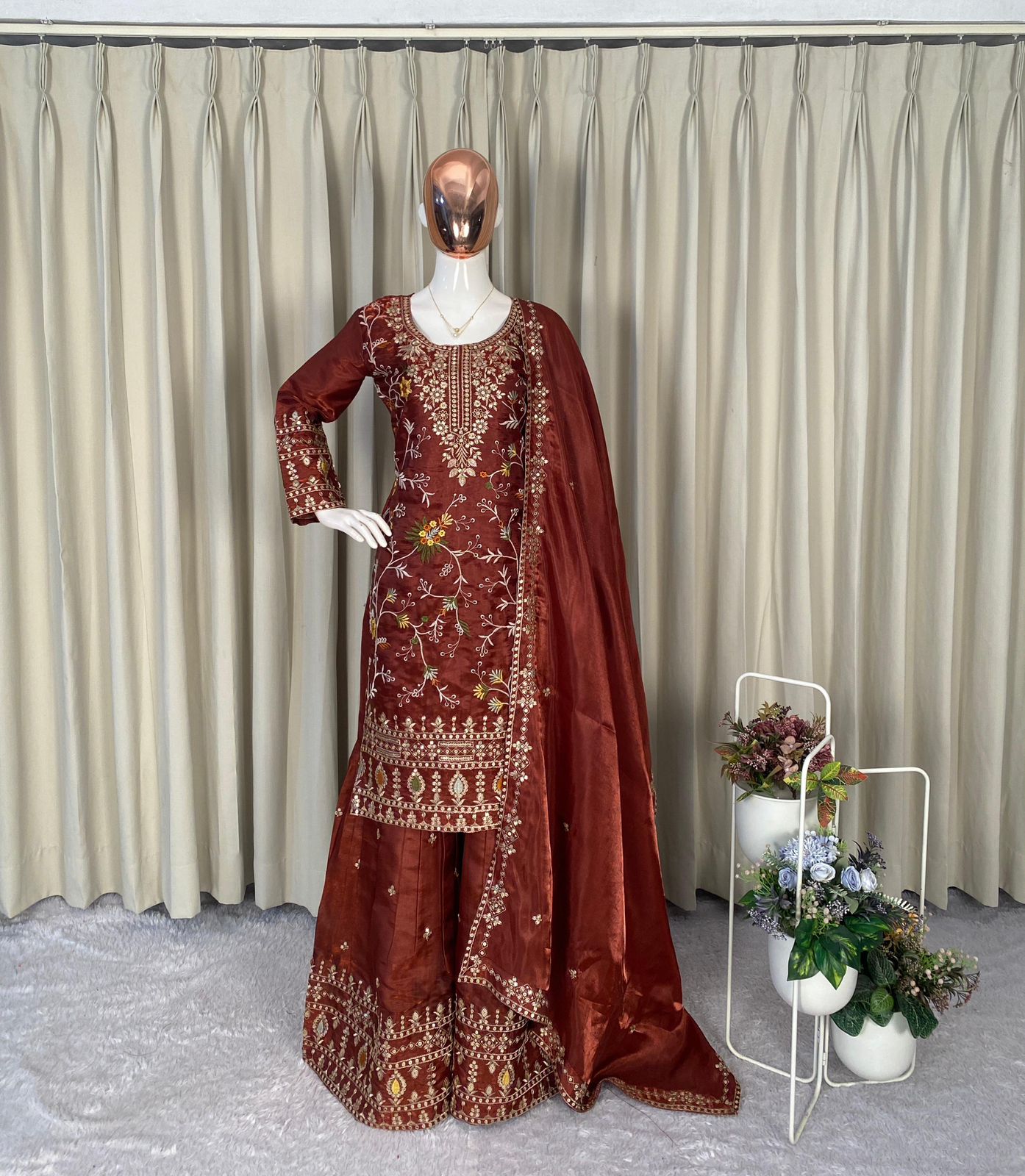 Designer Sharara Set with Sequence Embroidery