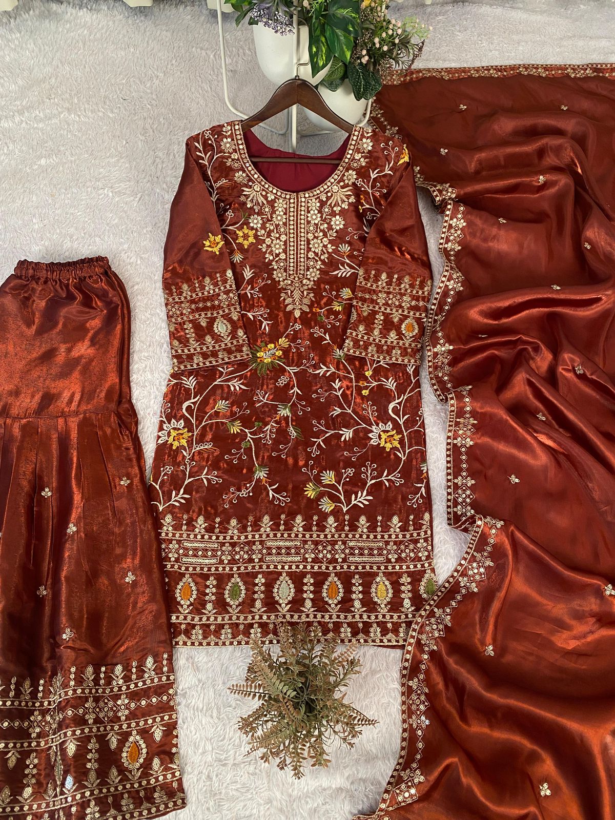 Designer Sharara Set with Sequence Embroidery