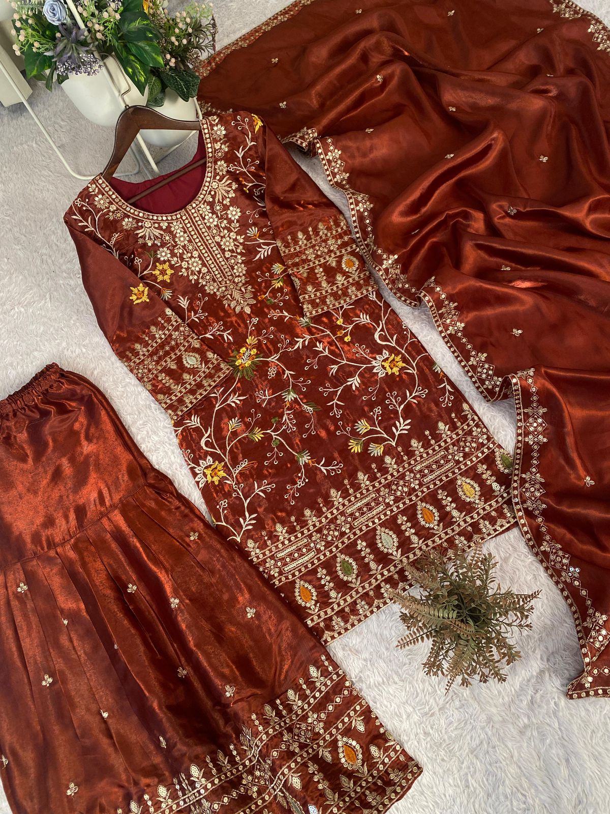 Designer Sharara Set with Sequence Embroidery