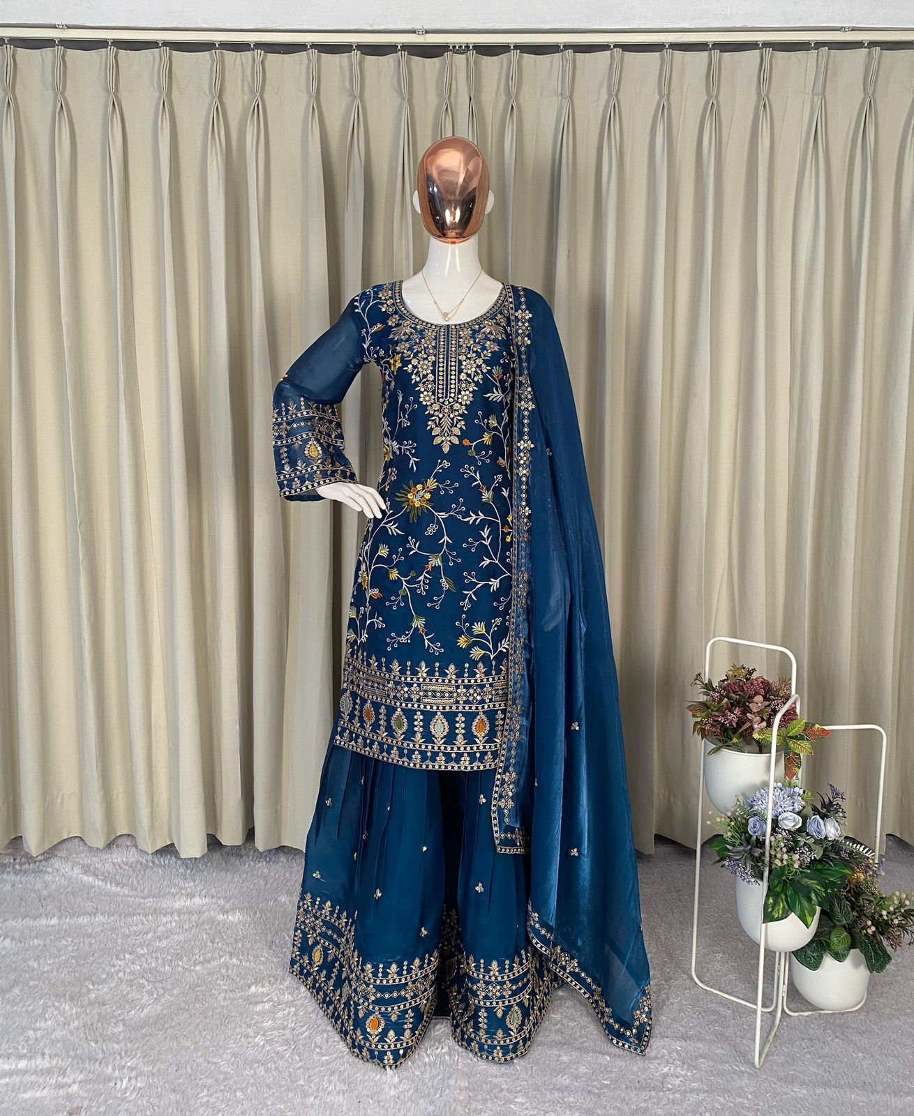 Designer Sharara Set with Sequence Embroidery