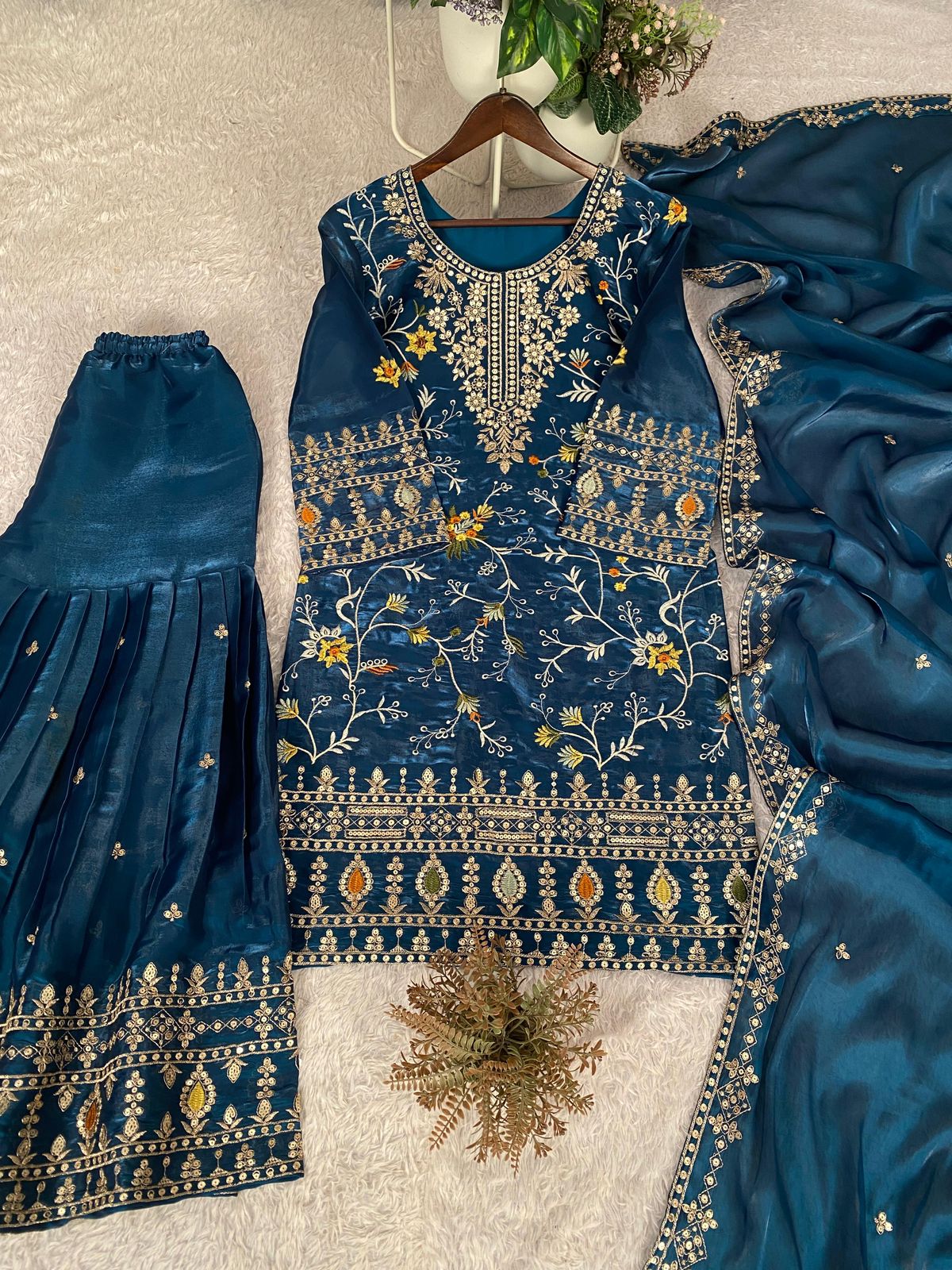 Designer Sharara Set with Sequence Embroidery