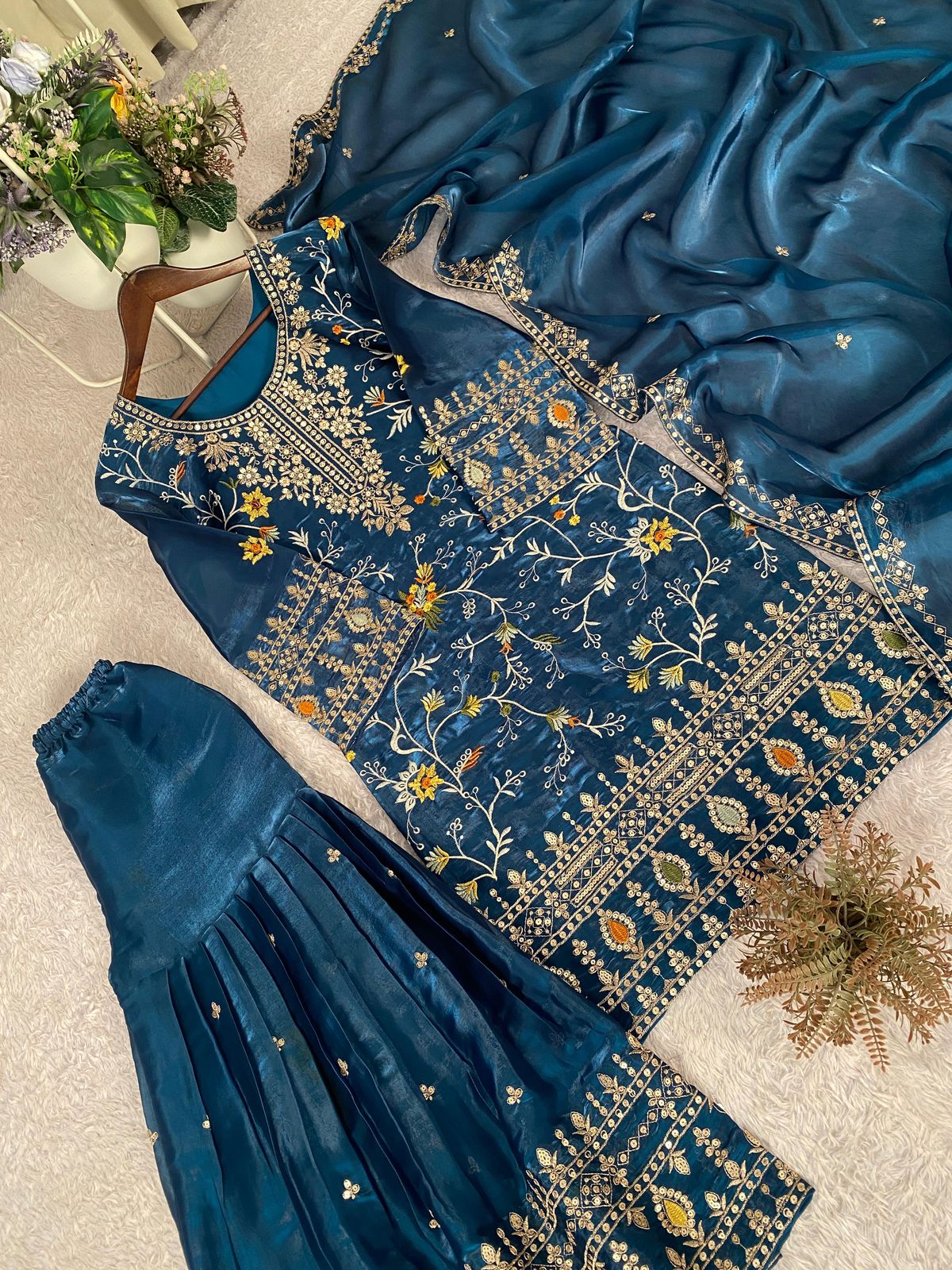 Designer Sharara Set with Sequence Embroidery