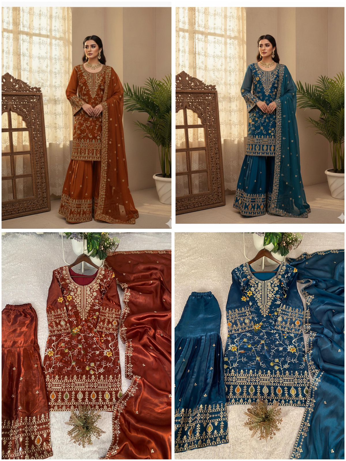 Designer Sharara Set with Sequence Embroidery