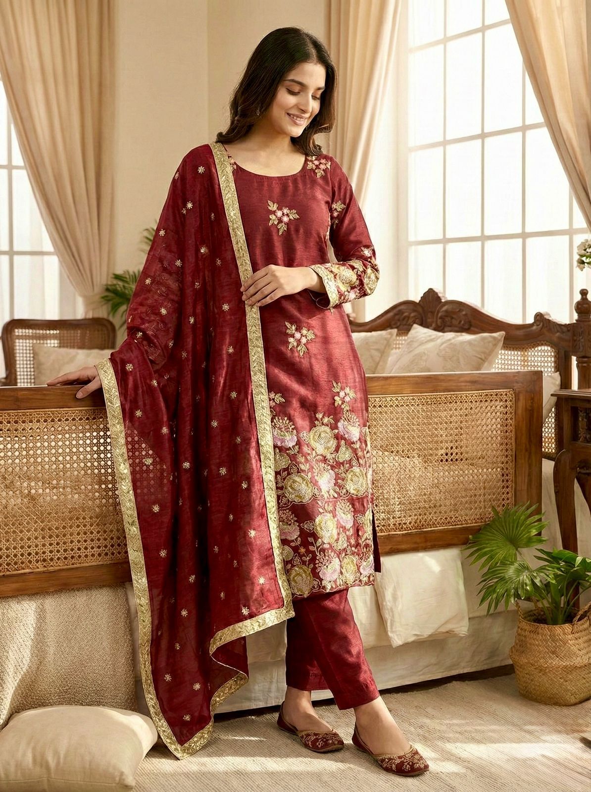 Designer Organza Poly Silk Suit Set - Heavy Embroidery Sequence Work with Dupatta