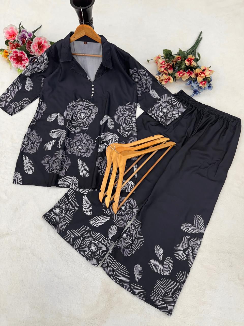 Rayon Slub Co-ord Set - Top & Pant Set