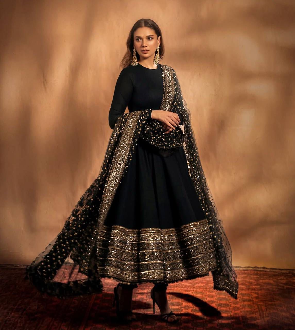 Embroidered Fox Georgette Gown with Dupatta - Premium Quality