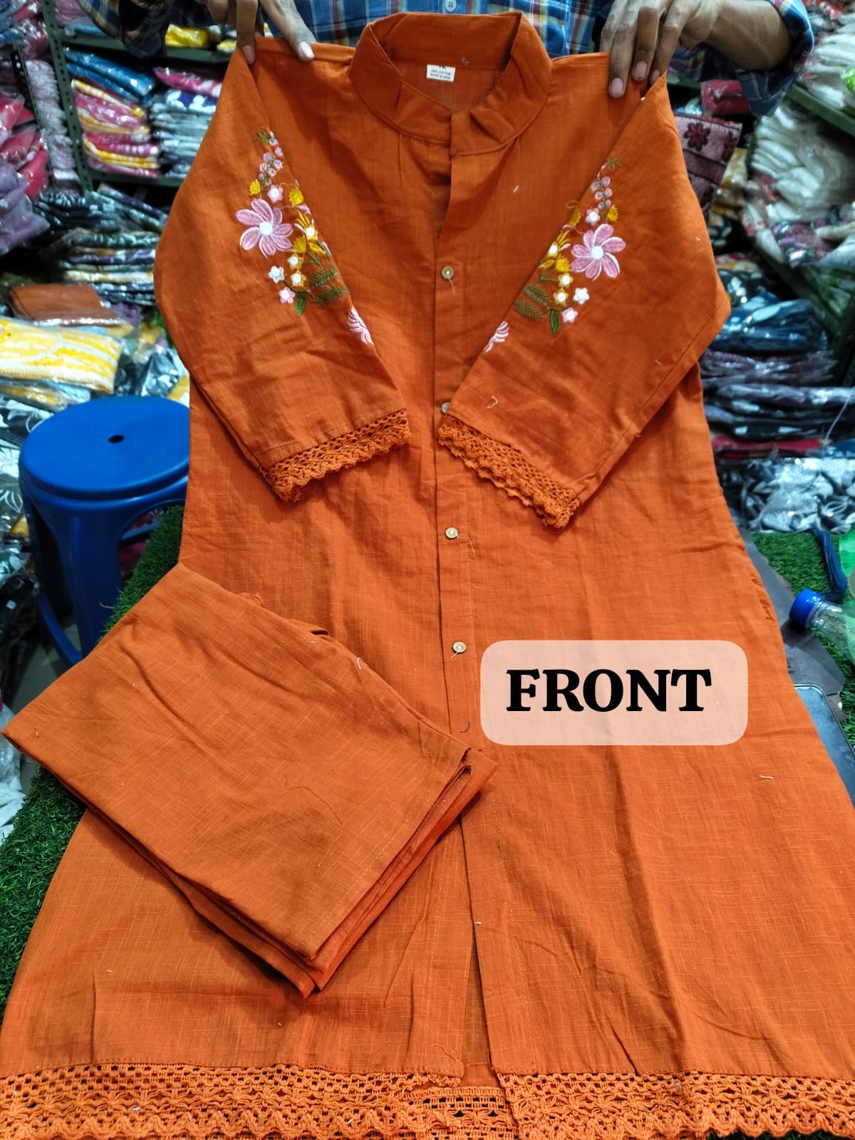 Designer Cotton Co-Ord Set with Hand & Back Embroidery