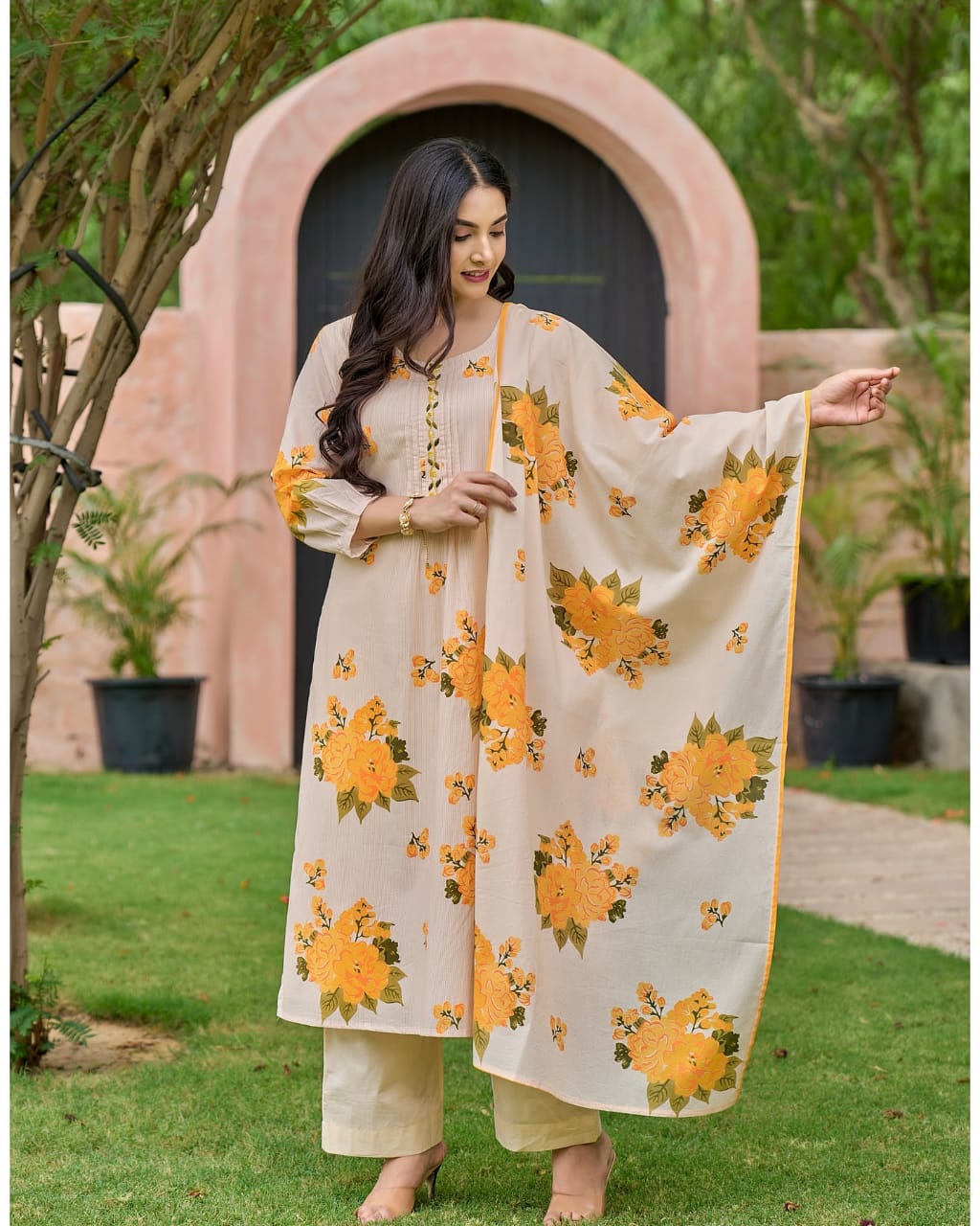 Holi Special Heavy Cotton Embroidered Suit Set
