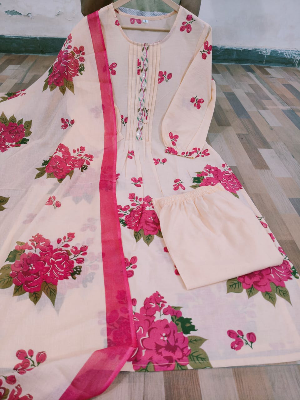 Holi Special Heavy Cotton Embroidered Suit Set