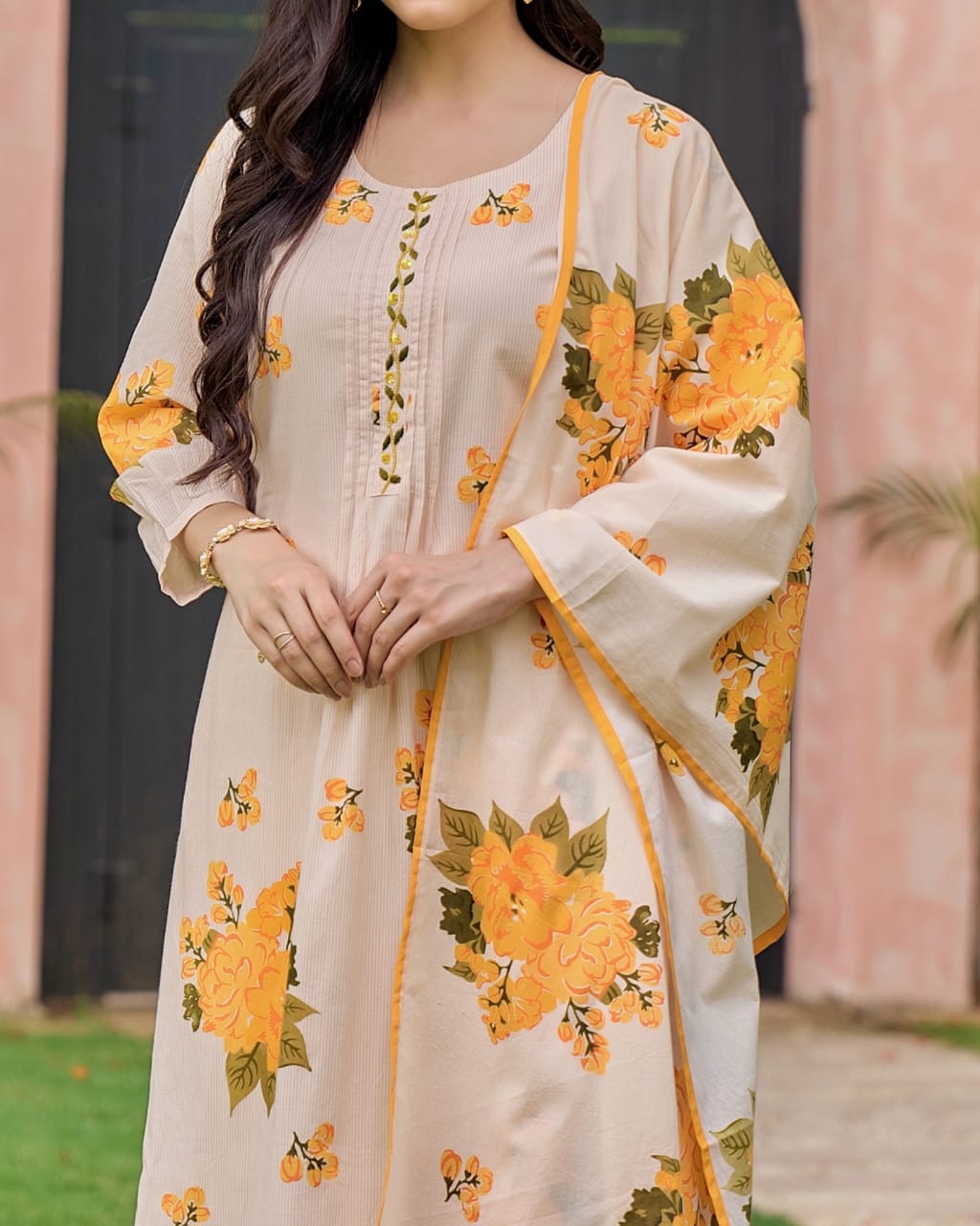 Holi Special Heavy Cotton Embroidered Suit Set