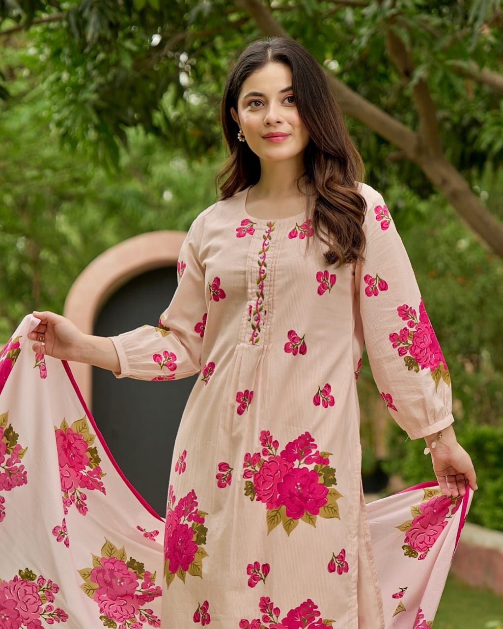 Holi Special Heavy Cotton Embroidered Suit Set