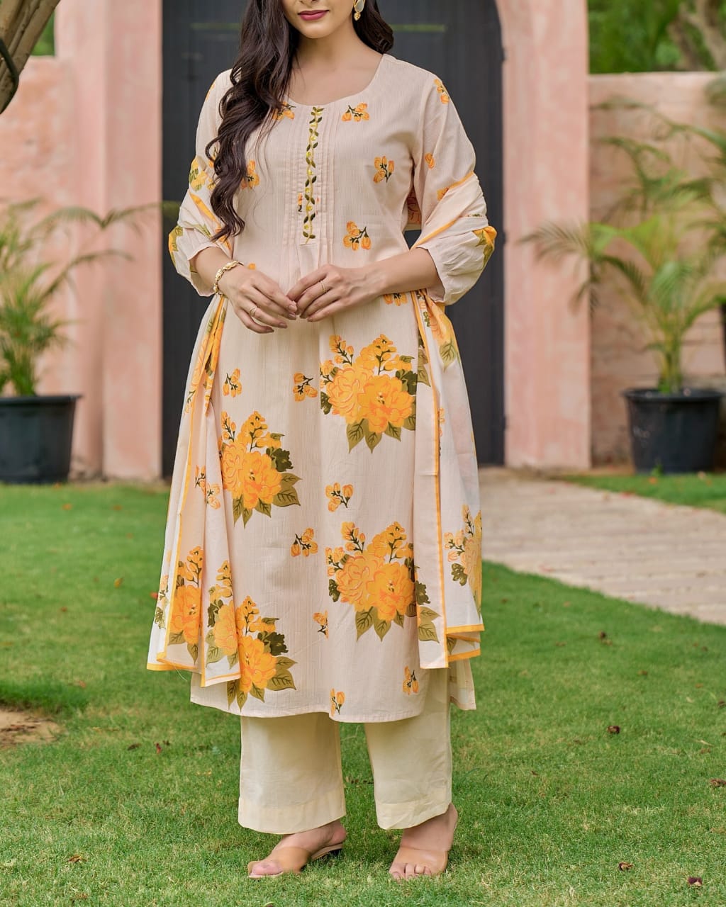 Holi Special Heavy Cotton Embroidered Suit Set