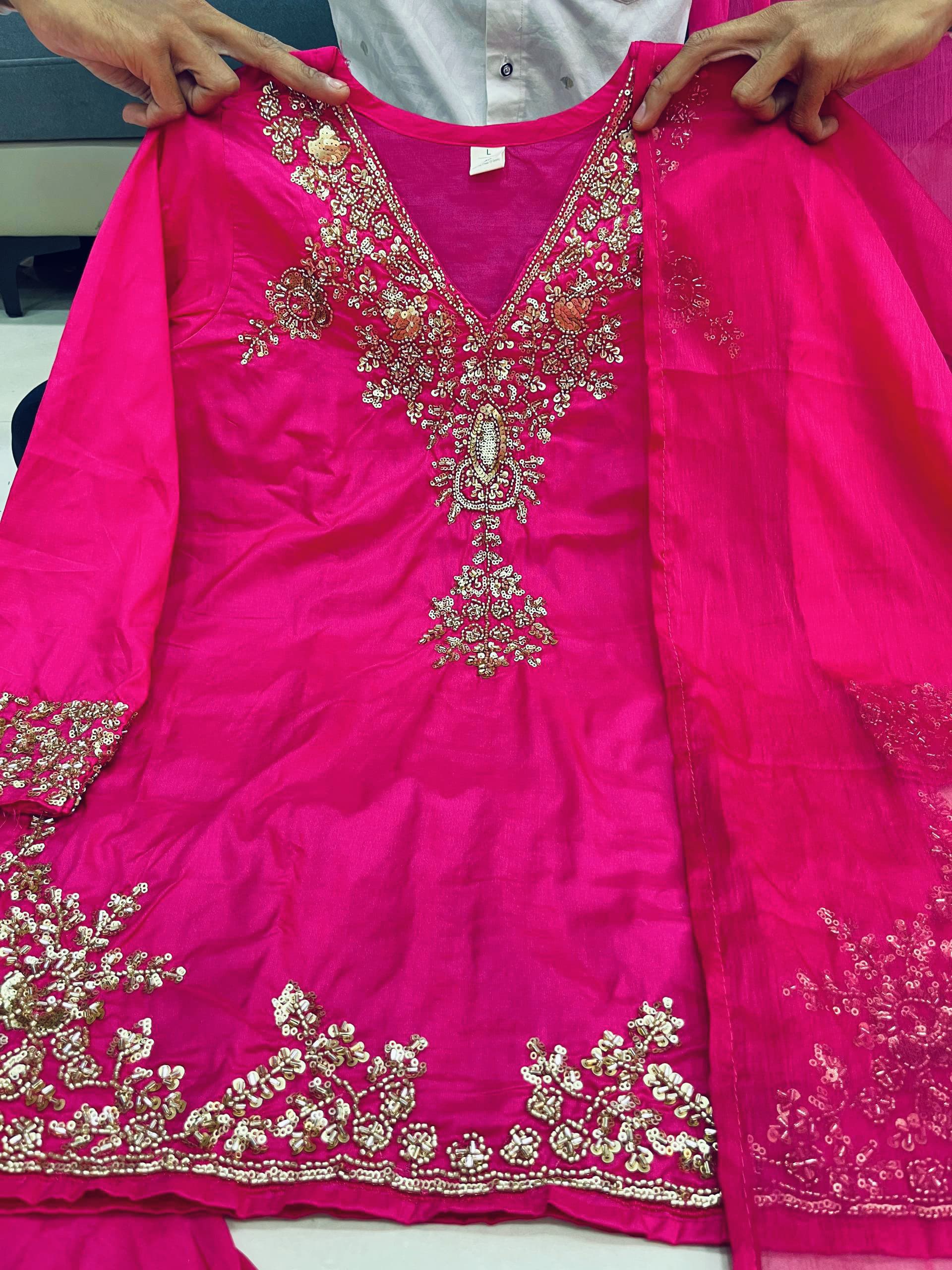 Wedding Special Mul Chanderi Top Palazzo & Dupatta Set