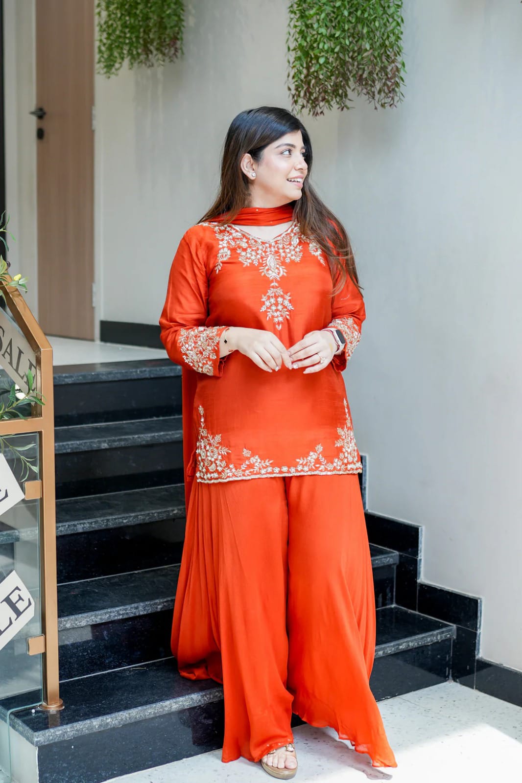 Wedding Special Mul Chanderi Top Palazzo & Dupatta Set