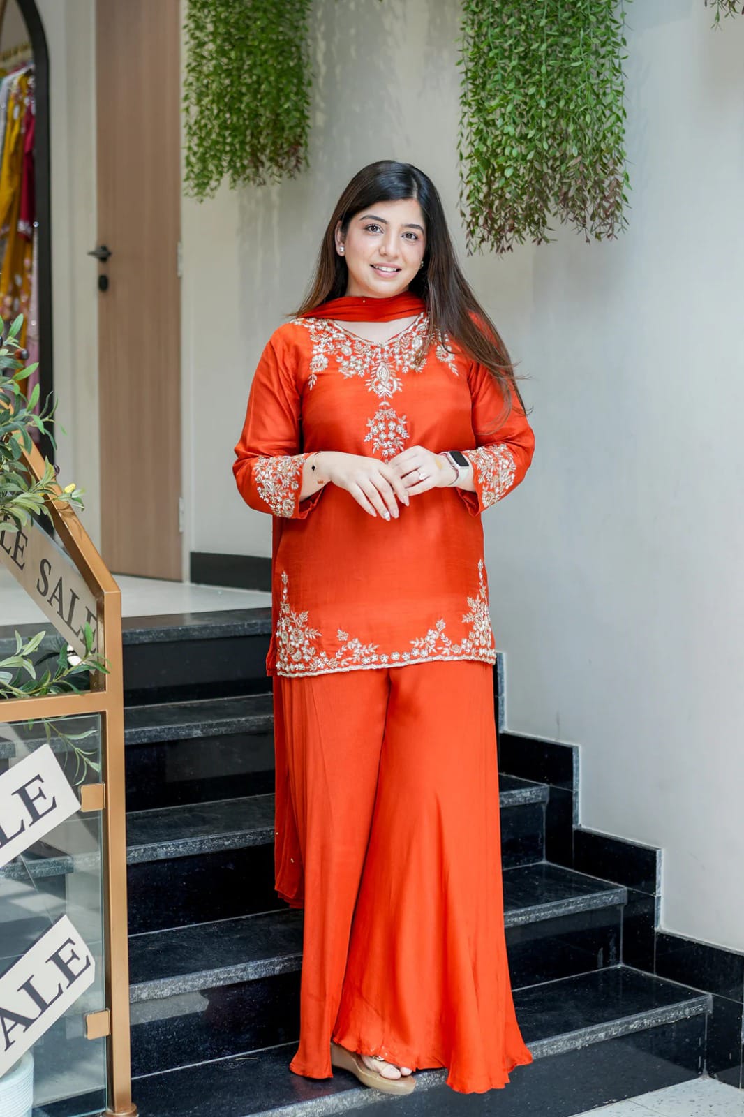 Wedding Special Mul Chanderi Top Palazzo & Dupatta Set