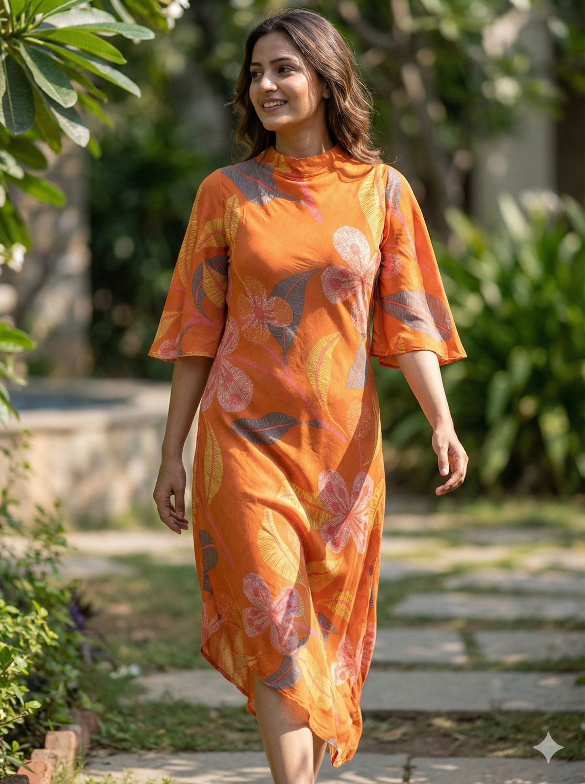 Pure Muslin Printed Indo-Western Designer One Piece - AKH001