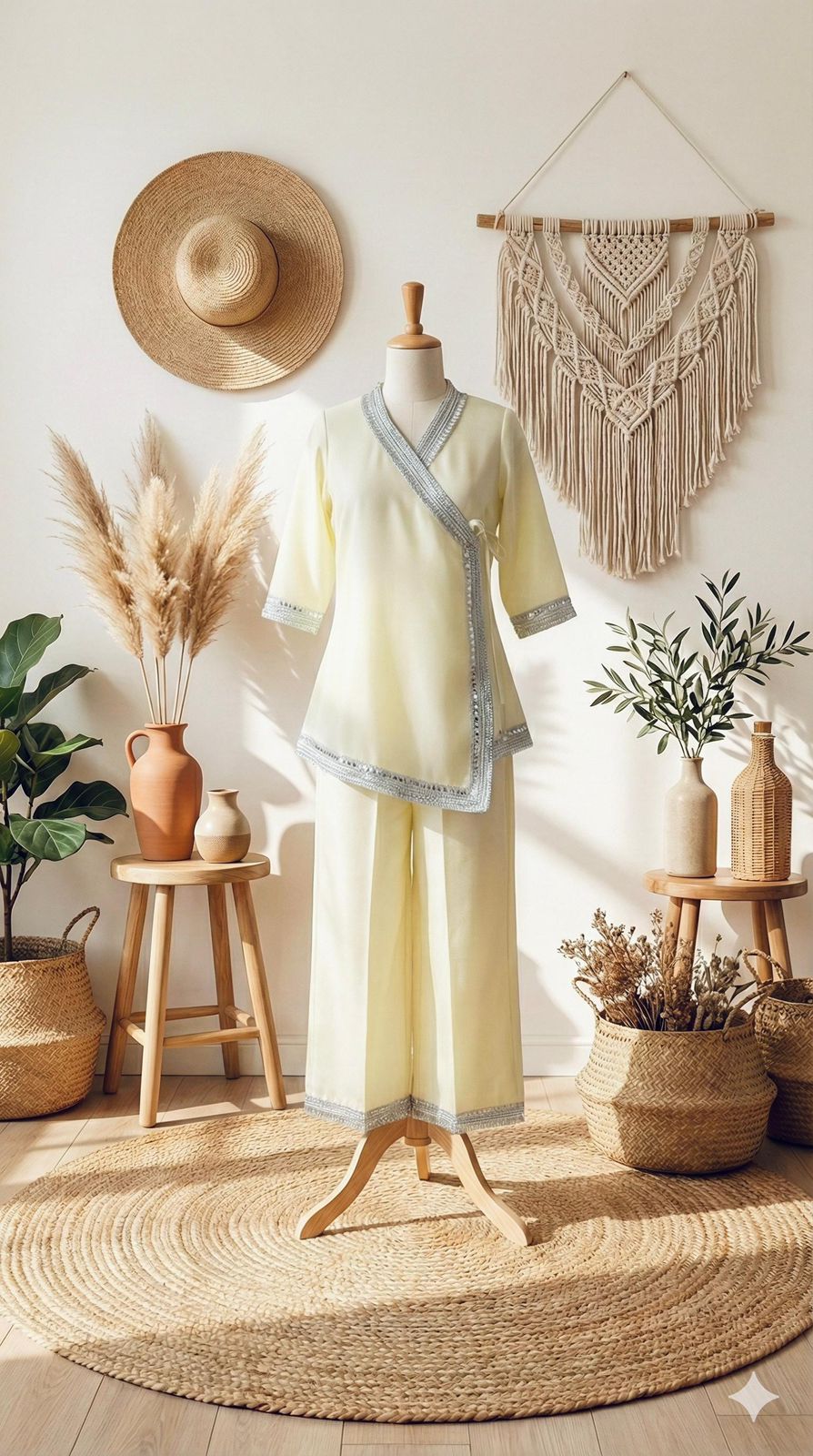 Inaya Wrap Set - Ivory Lace Kurta with Palazzo Pants