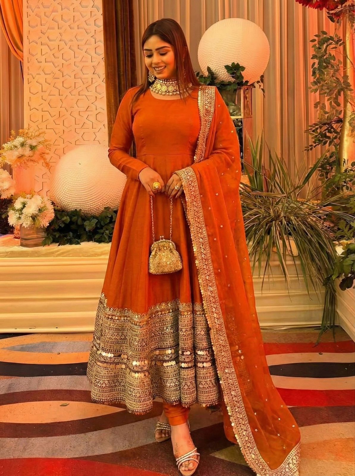 Premium Anarkali Gown with Dupatta - Coding Sequence Work